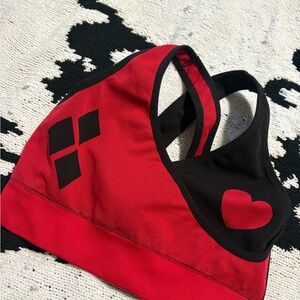 Hot Topic Harley Quinn Red and Black Sports Bra